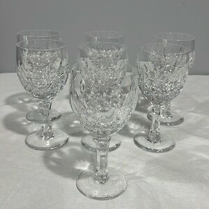 Atlantis Azores crystal wine water goblet 6” glasses set of 7 Vertical Cut